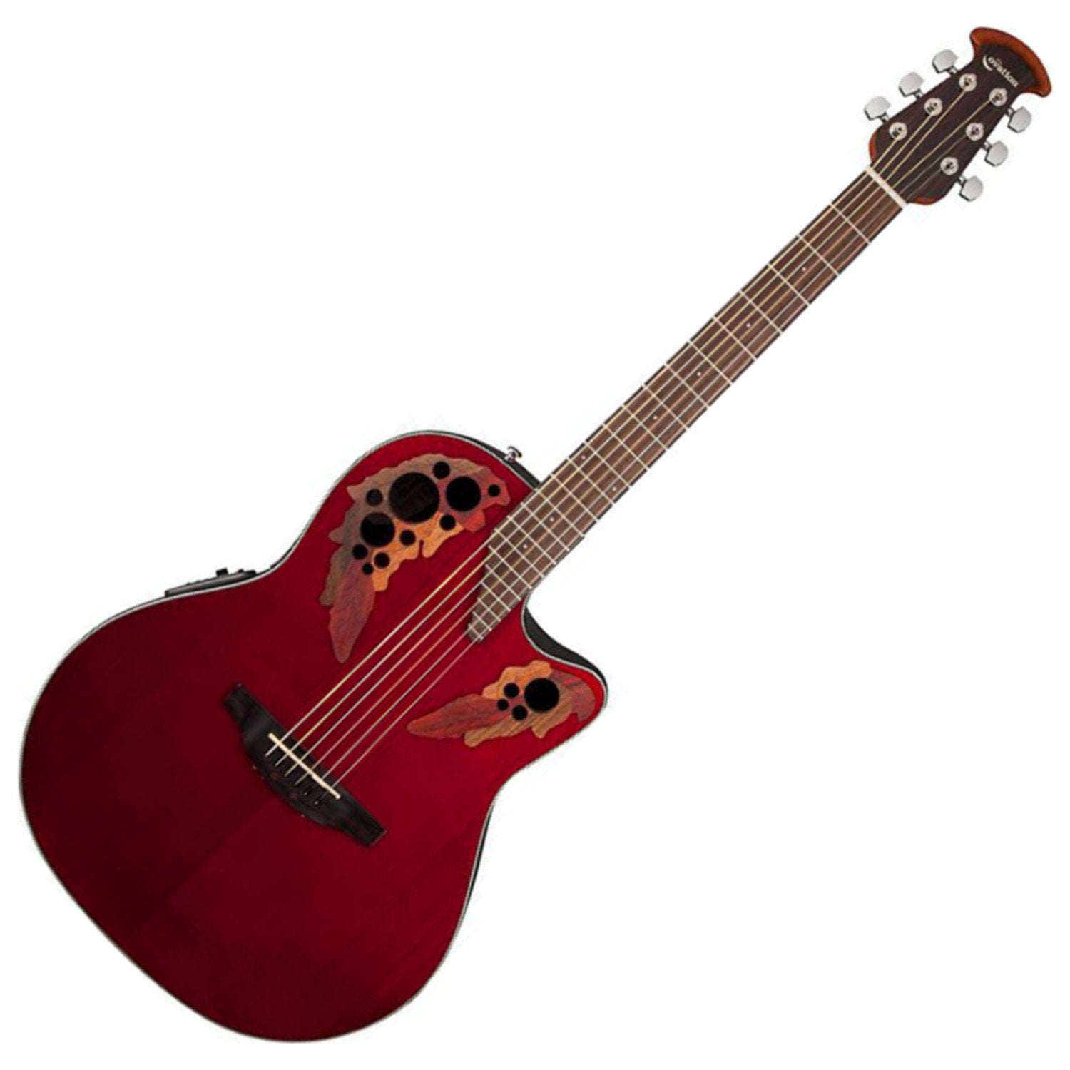 Ovation Celebrity Collection 6 String Acoustic Electric Guitar, Right, Ruby Red, Super Shallow Body (Ce48 Rr)