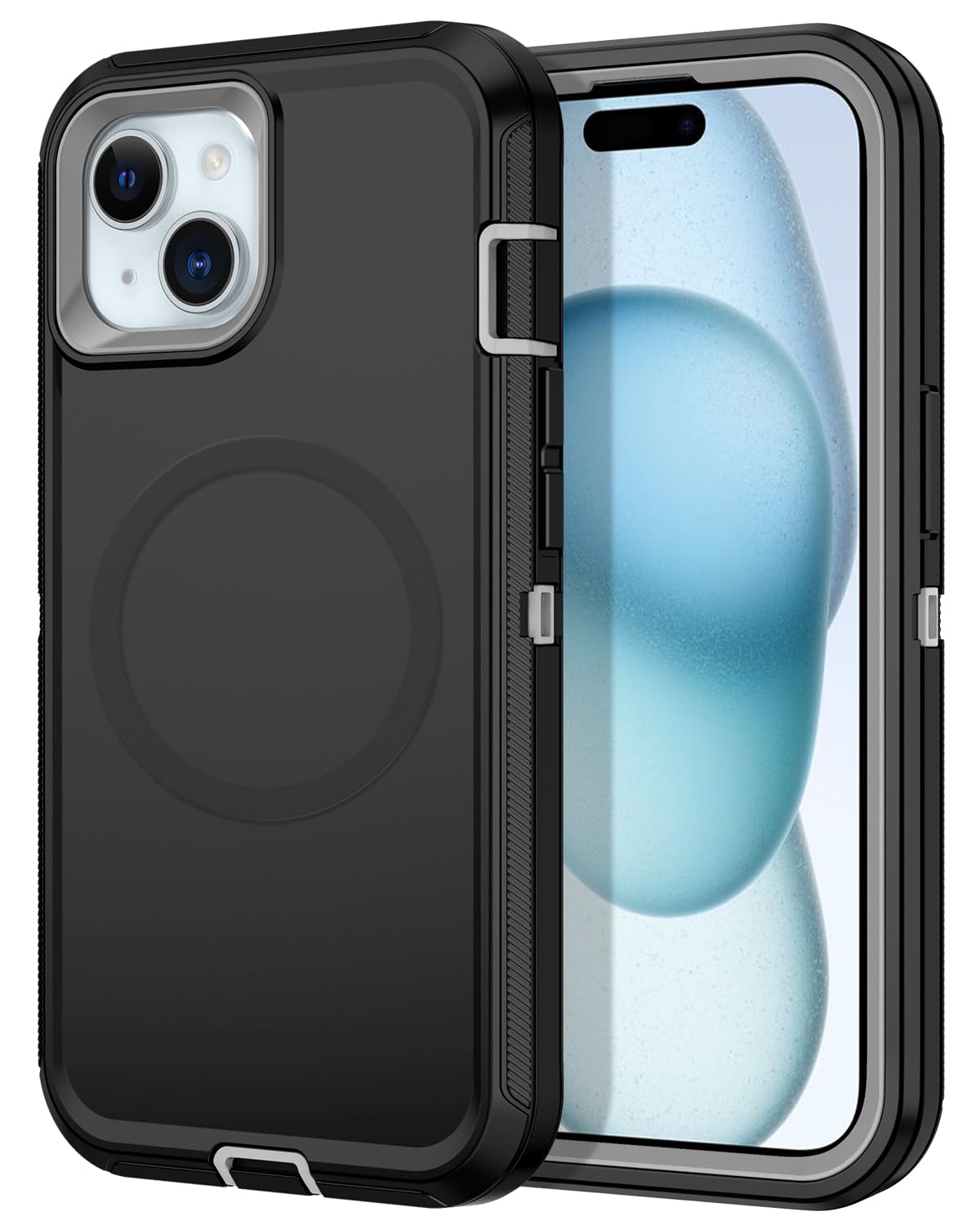 I-HONVA for iPhone 13/14/15 Case [Compatible with MagSafe] Shockproof 3-Layer Full Body Protection Rugged Heavy Duty Cover Case 