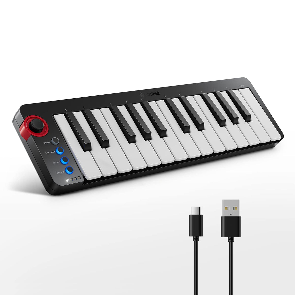 Donner Mini MIDI Keyboard, N-25 25 Key MIDI Controller with Velocity-Sensitive Mini Keys&Light-up Rocker and Music Production So