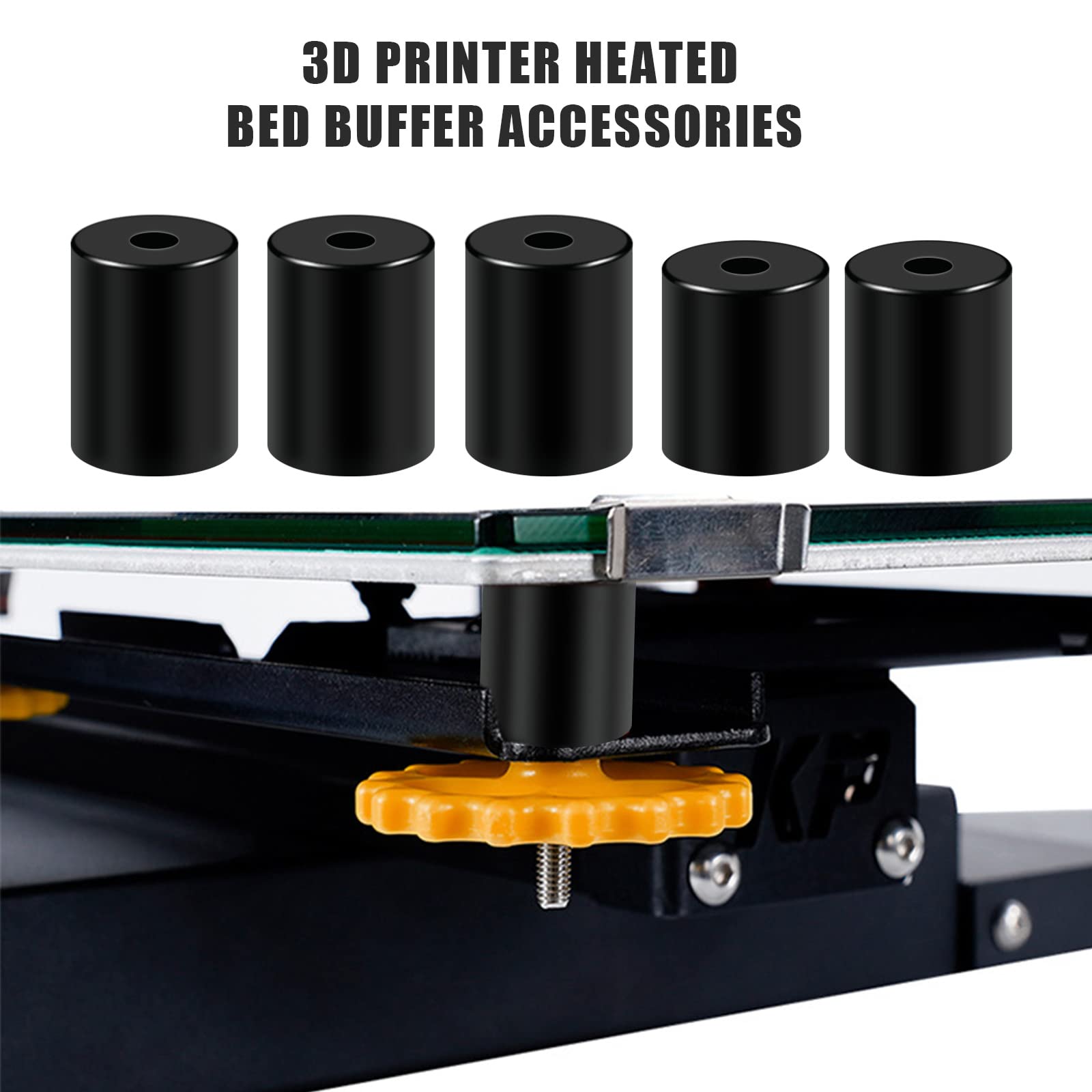 Aiex 8Pcs 3D Printer Heat Bed Leveling Parts, Solid Heat Bed Silicone Leveling Column Replacement Spring Heat Resistant 3D Print