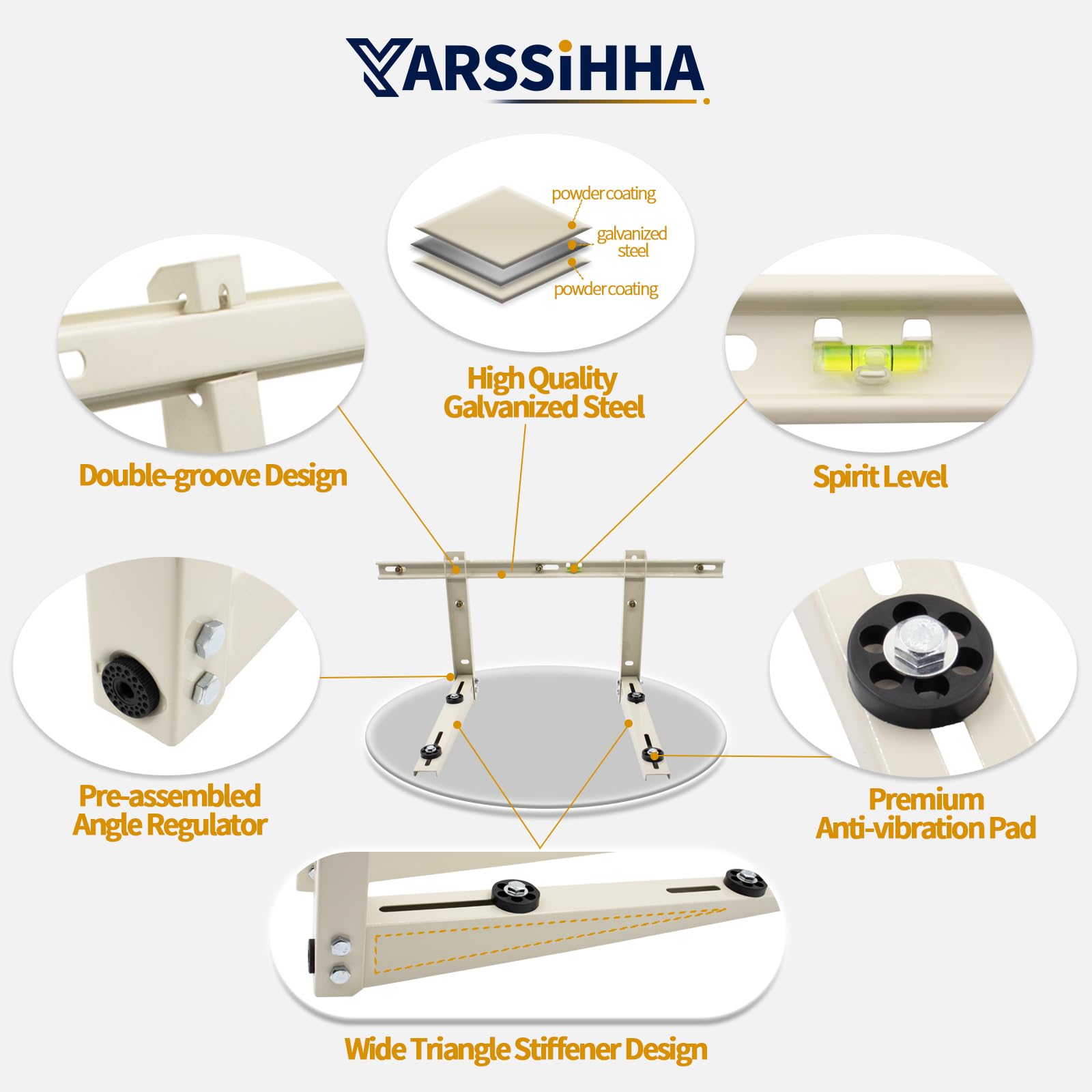 Yarssihha Mini Split Wall Mounting Bracket For Universal 7000 36000 Btu Ductless Air Conditioners Heat Pumps, Outdoor Heavy Duty