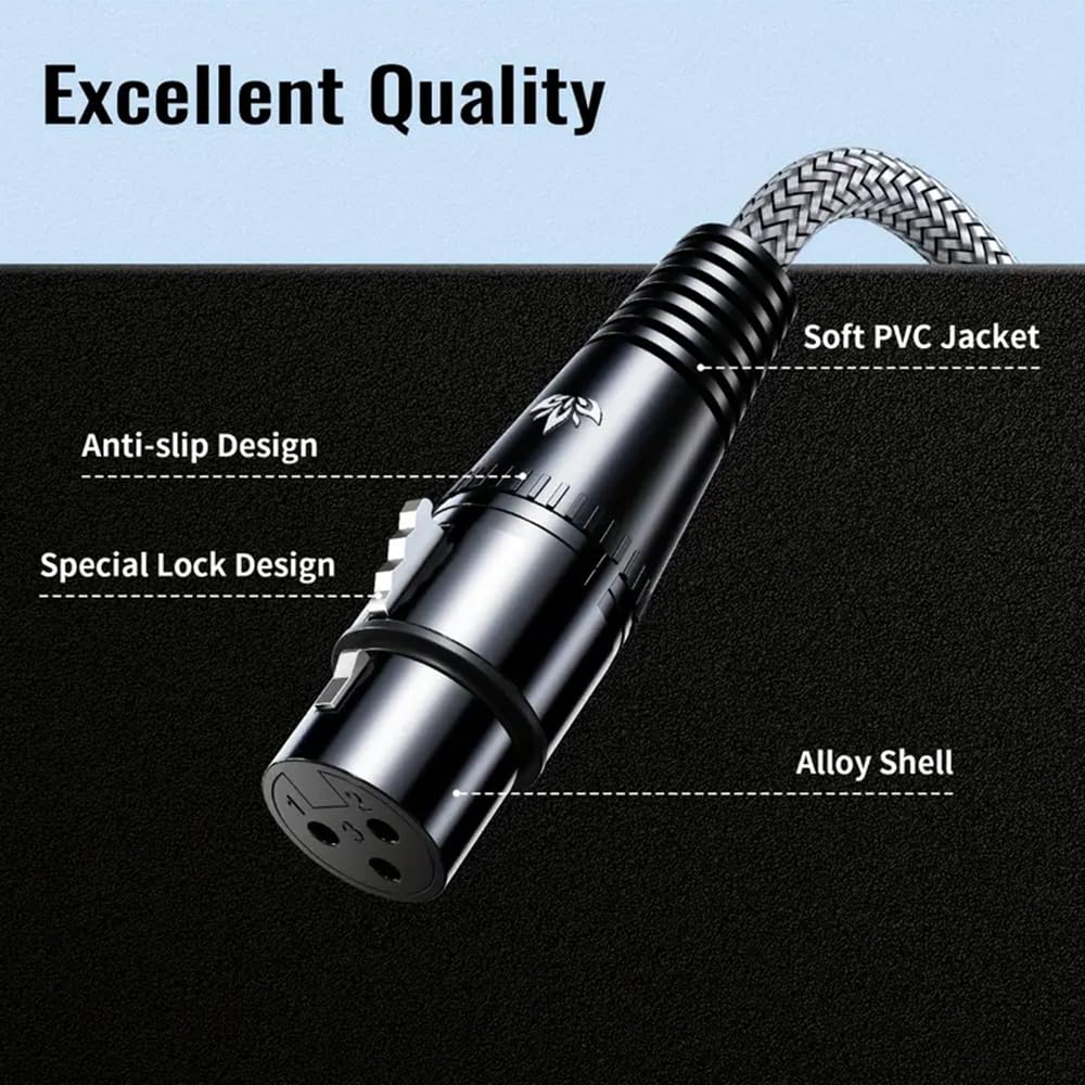 Riksoin Xlr Microphone Cable, 10Ft/3M Oxygen-Free Copper Male To Female 3-Pin Balanced Xlr Mic Cables, Nylon Braided Shielded Xl