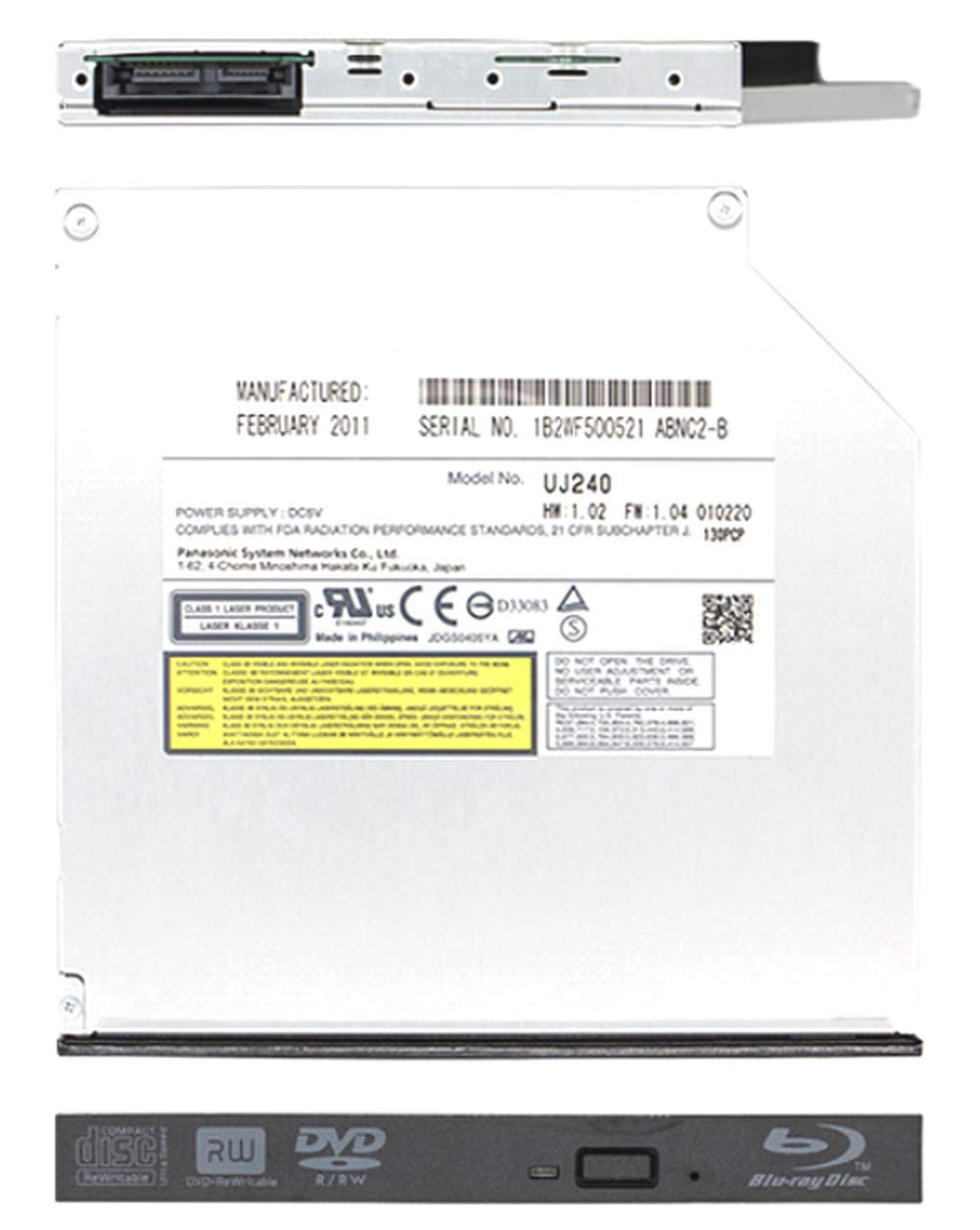 Panasonic Uj240 6X Blu Ray Burner Bd Re/8X Dvdrw Dl Sata Drive (Black)