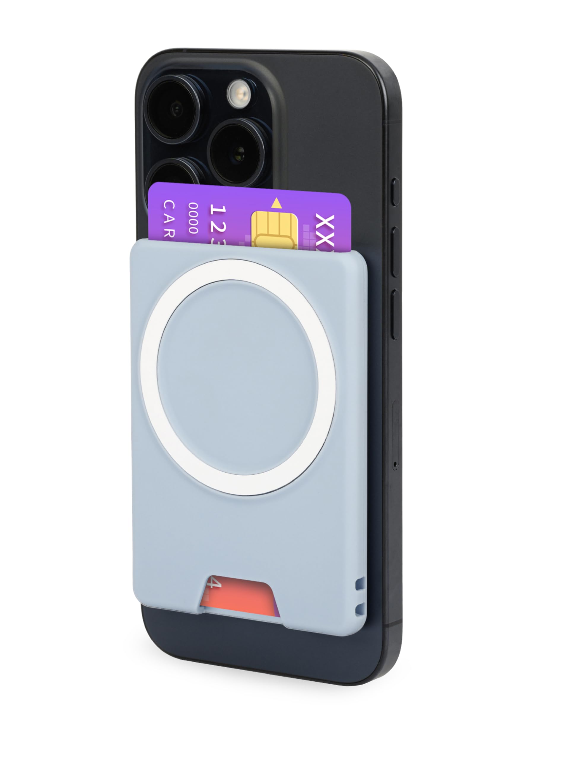 PROfezzion Double Sided Magnetic Phone Wallet, Anti-slip Durable Plastic Card Holder 2-Cards Designed for MagSafe Compatible wit