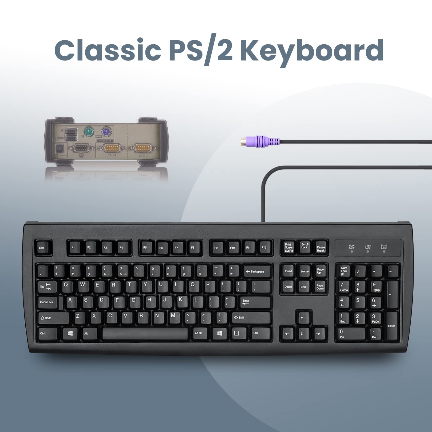 Perixx Periboard 107 Wired Ps2 Full Size Keyboard, Us English Layout