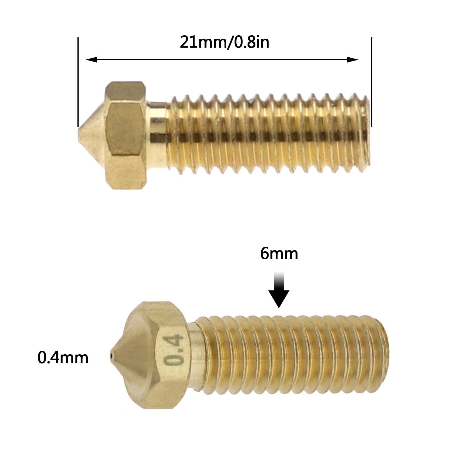 Micro Traders 3D Printer Part Each 5Pcs Aluminum Heater Blocks 5Pcs 0.4Mm Brass Nozzle Compatible With E3D V6 Volcano 1.75Mm Fil