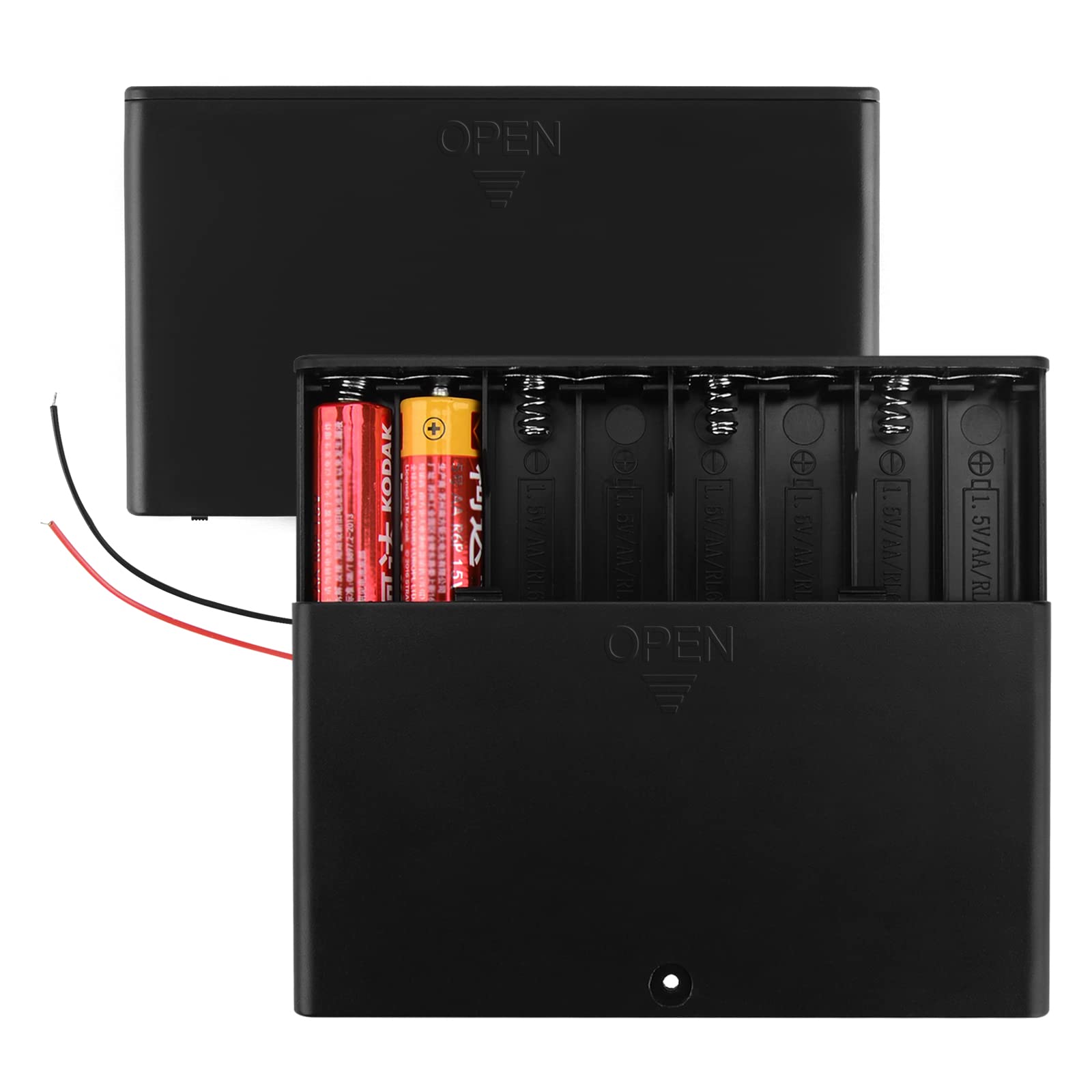 Linkidea 12V Battery Case With Switch, 8 X Aa 12V Batteries Holder Box With Wired Leads And On/Off Switch (2 Pack)