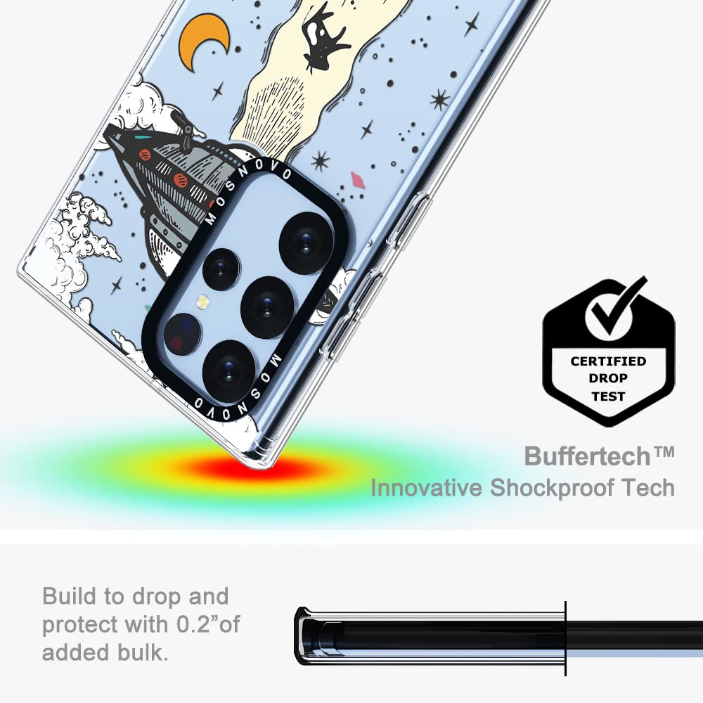 MOSNOVO Phone Case Samsung Galaxy S22 Ultra Buffertech Shockproof Plastic UFO Design