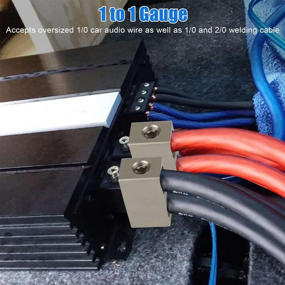 4Pcs Car Audio Power/Ground Dual 1/0 Gauge To 1/0 Gauge Offset Amp Input Reducers