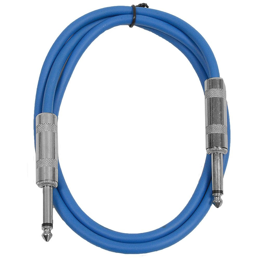 Seismic Audio - SASTSX-3 - 3 Foot TS 1/4 Guitar, Instrument, or Patch Cable Blue