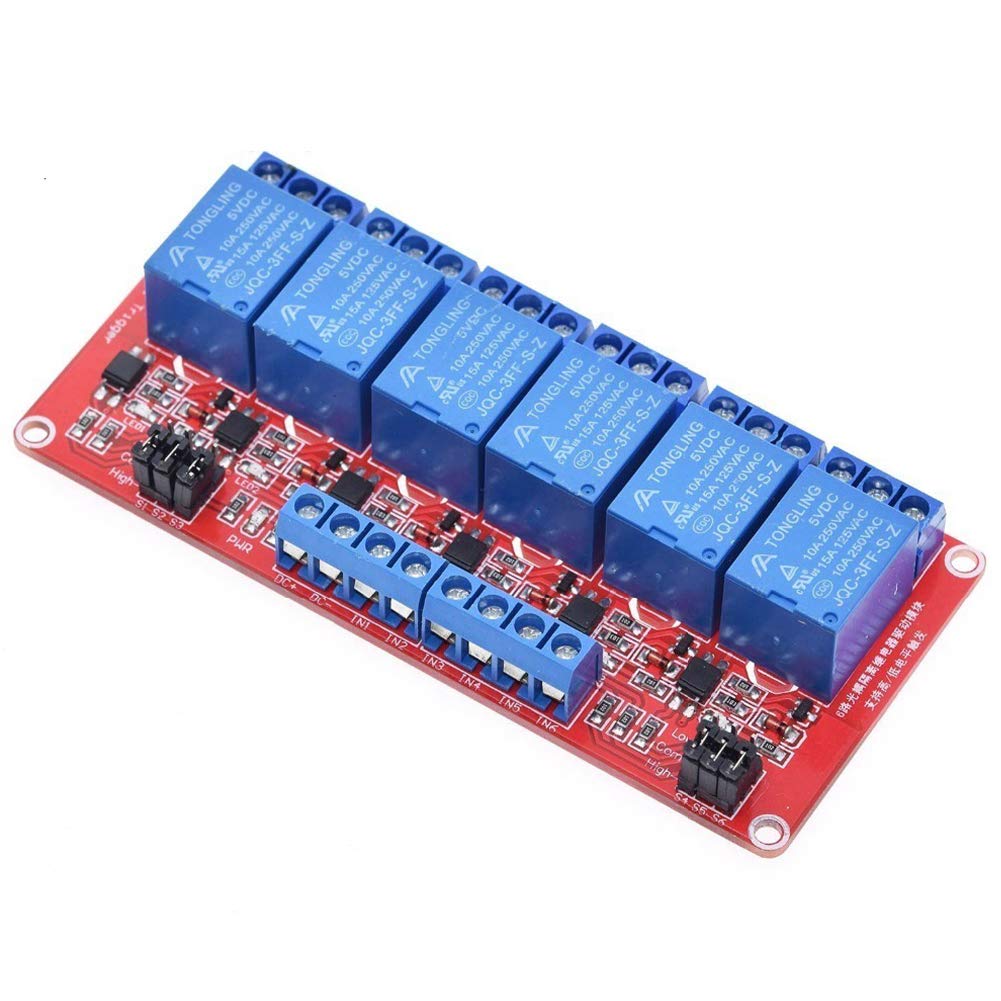 Anmbest Relay Module With Optocoupler High/Low Level Trigger For Arduino (5, 5V Relay 6 Channel)