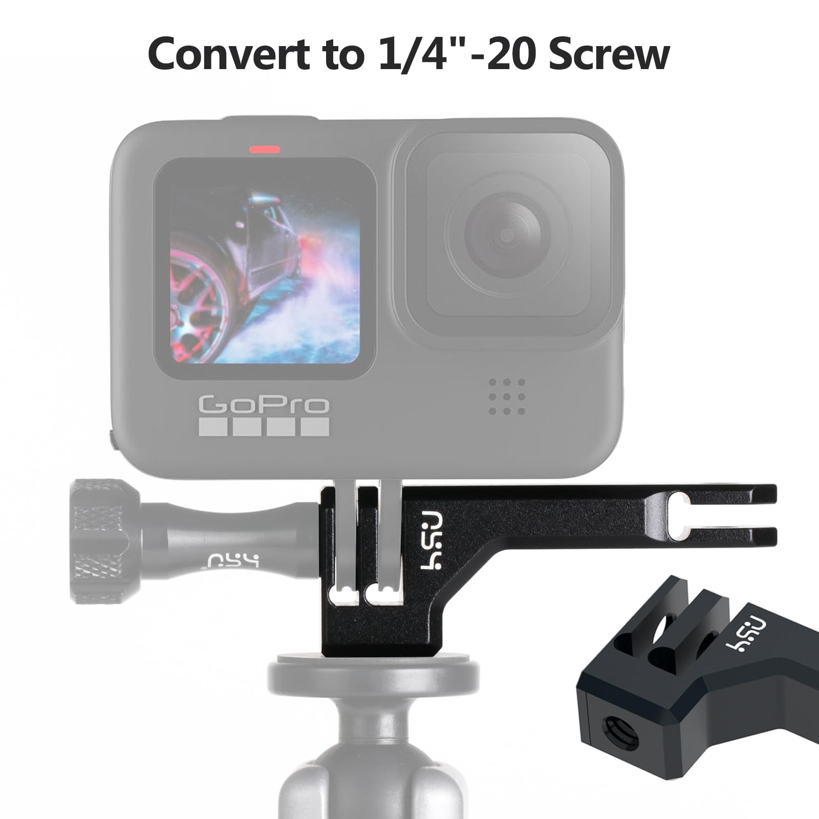 Hsu Aluminum Vertical Bracket Adapter With 1/4'  20 Hole For Gopro Hero 13/12/11/10/9/8/7/6/5/4 Akaso Campark Insta360 Dji Osmo Action And Other Action Cameras