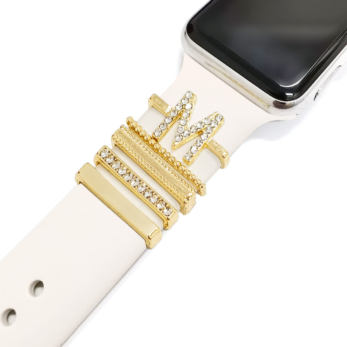 5Pcs Charms For Apple Watch Band 41Mm 45Mm 40Mm 44Mm Women,Diamondmetal Jewelry Decorative Ring Loops For Iwatch Series 8 7 6 5 