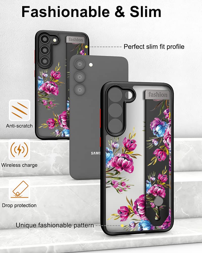 Cisland Galaxy S23 Plus Case Cute With Strap Stand Finger Kickstand, Cute Case For Women Girly Designer For Girls Aesthetic Cool