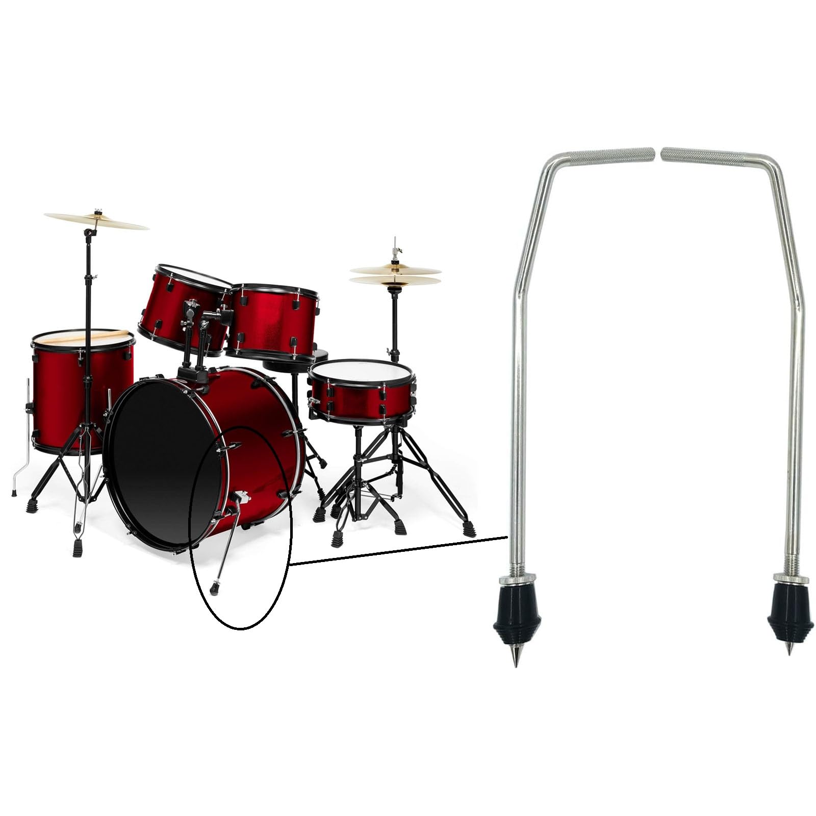 Tuoren 2Pcs Bass Drum Spurs Legs Bent Metal Floor Tom Legs Bass Kick Drum Legs For Tom Drum Set Replacement Parts Accessories