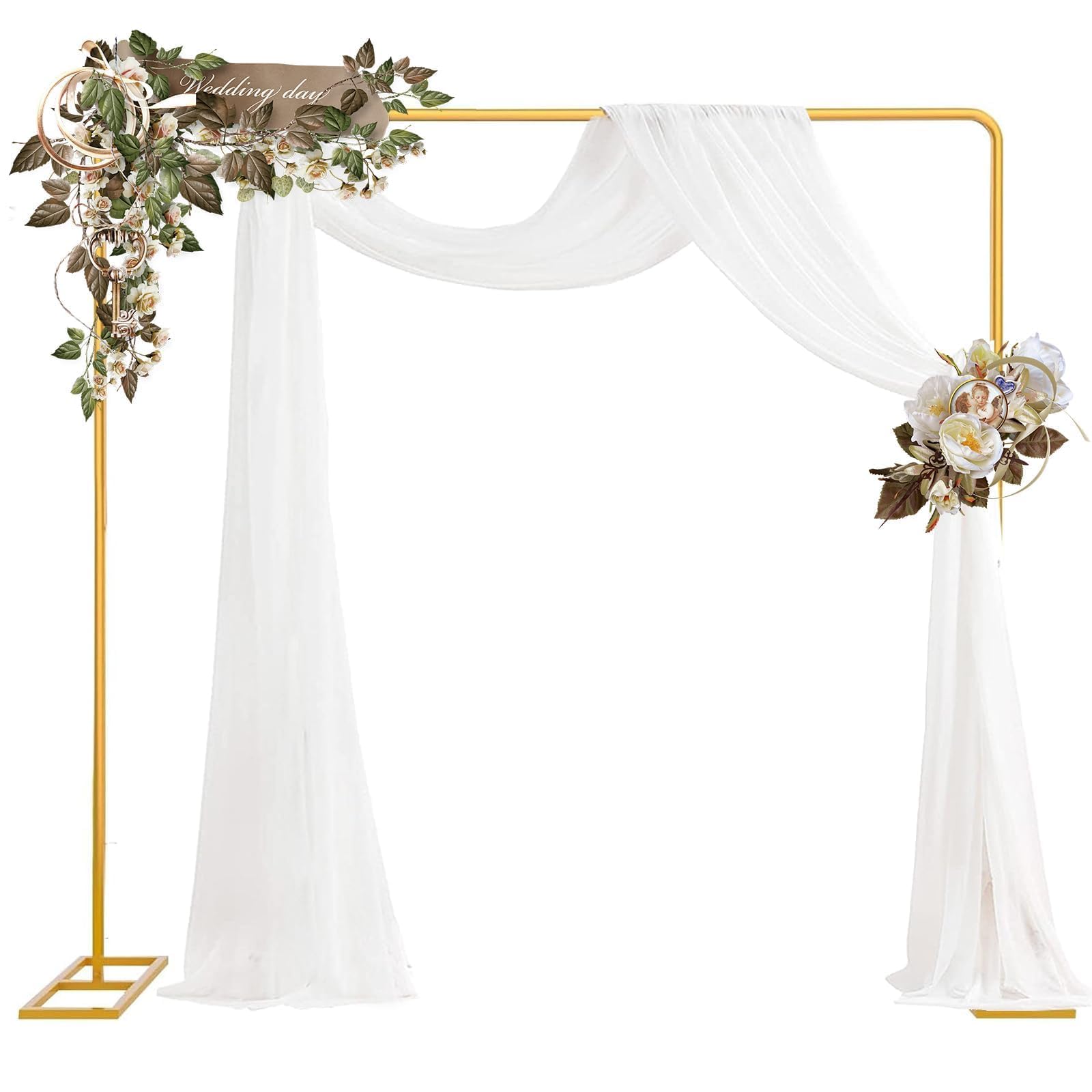 Wedding Arch Backdrop Stand Square 6.5FT Heavy Duty Metal Frame, Balloon Arch Stand Adjustable Photo Booth Decor for Valentines 