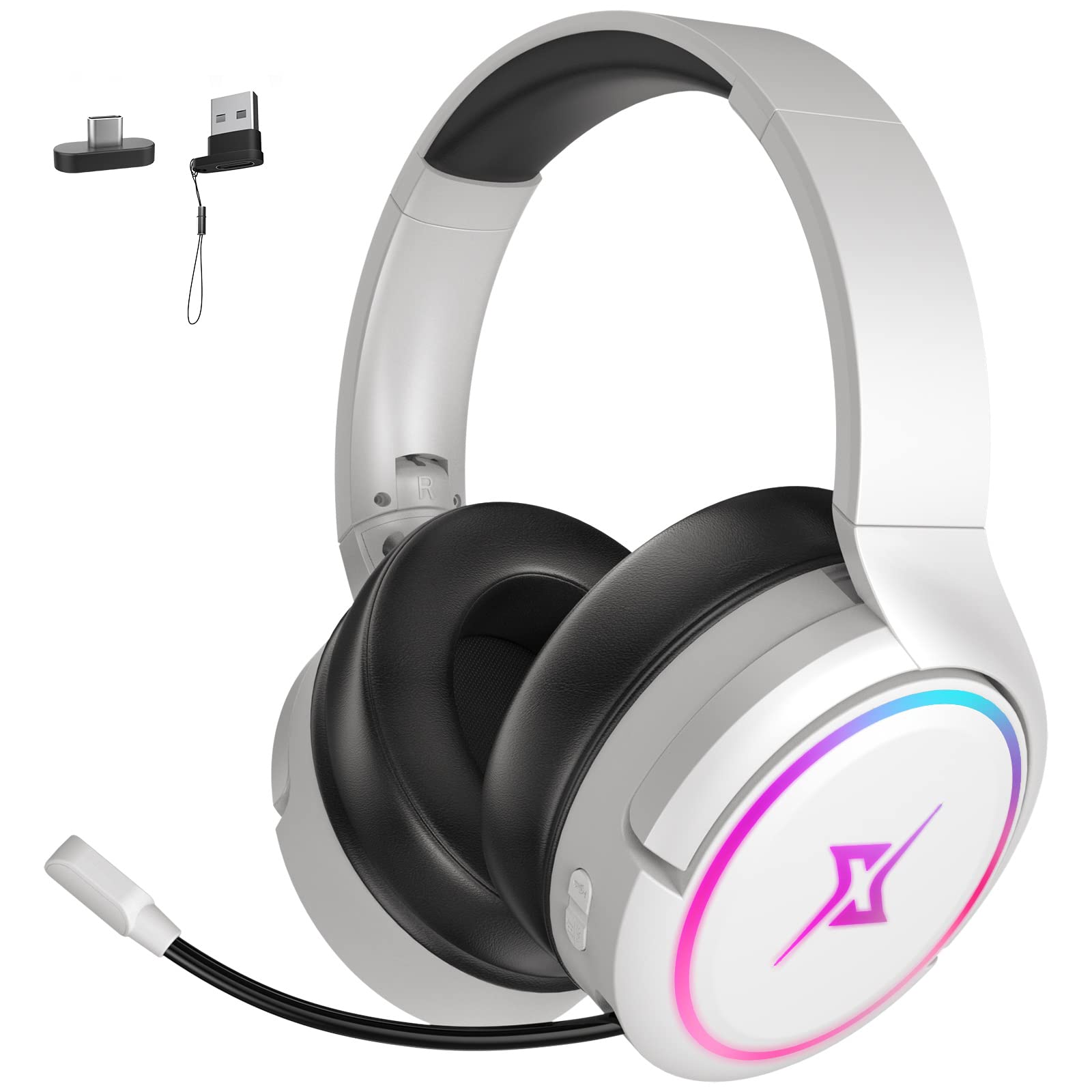 targeal 2.4G Wireless Gaming Headset for PC, PS4, PS5, Switch, Mac,Mobile- Rotatable & Foldable Bluetooth V5.3 Headphone-20h Bat