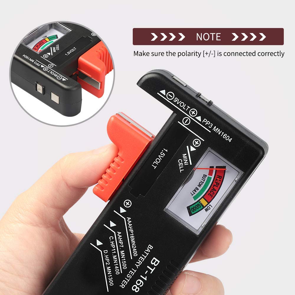 Vtechology 1Pcs Battery Tester Checker, Universal Battery Checker Model Bt 168For Aa Aaa C D 9V 1.5V Button Cell Batteries Smal