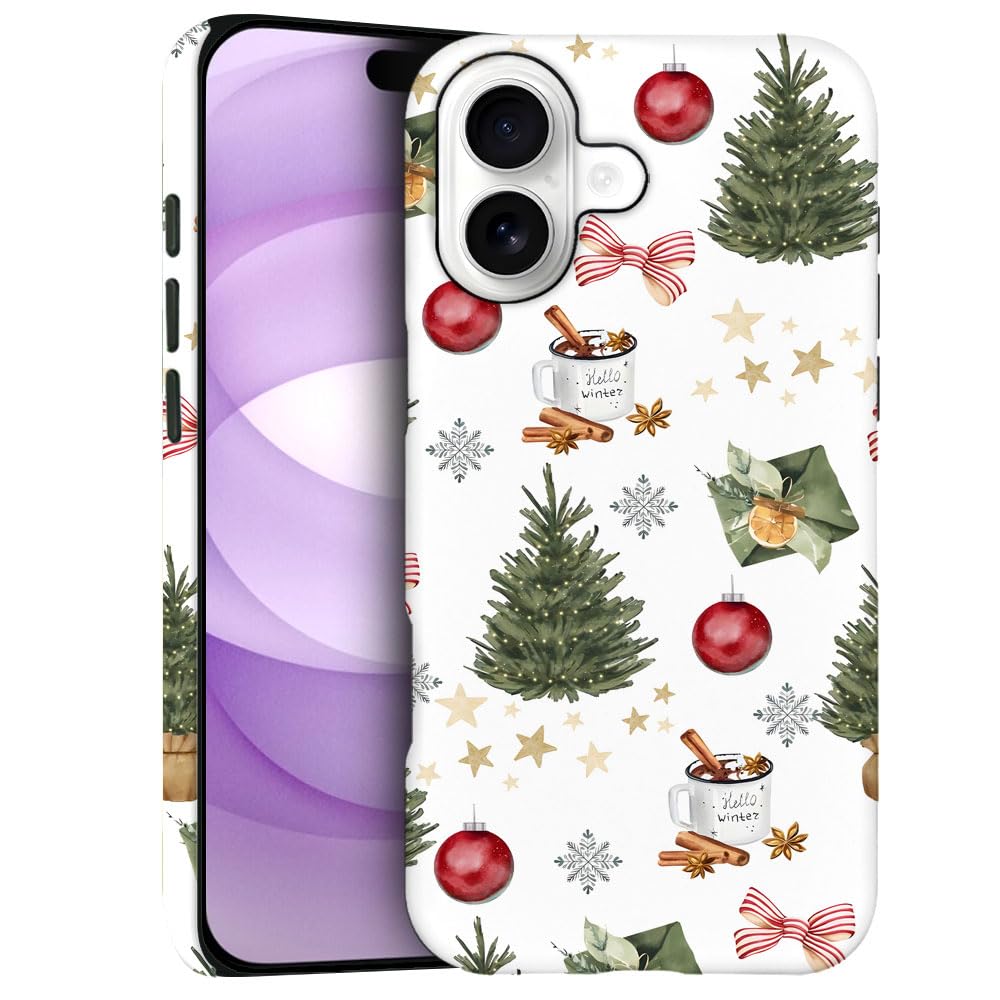 Case for iPhone 17 - Slim Fit Anti-Scratch Phone Case for Girl Women - Vintage Christmas Trees (Frosted)