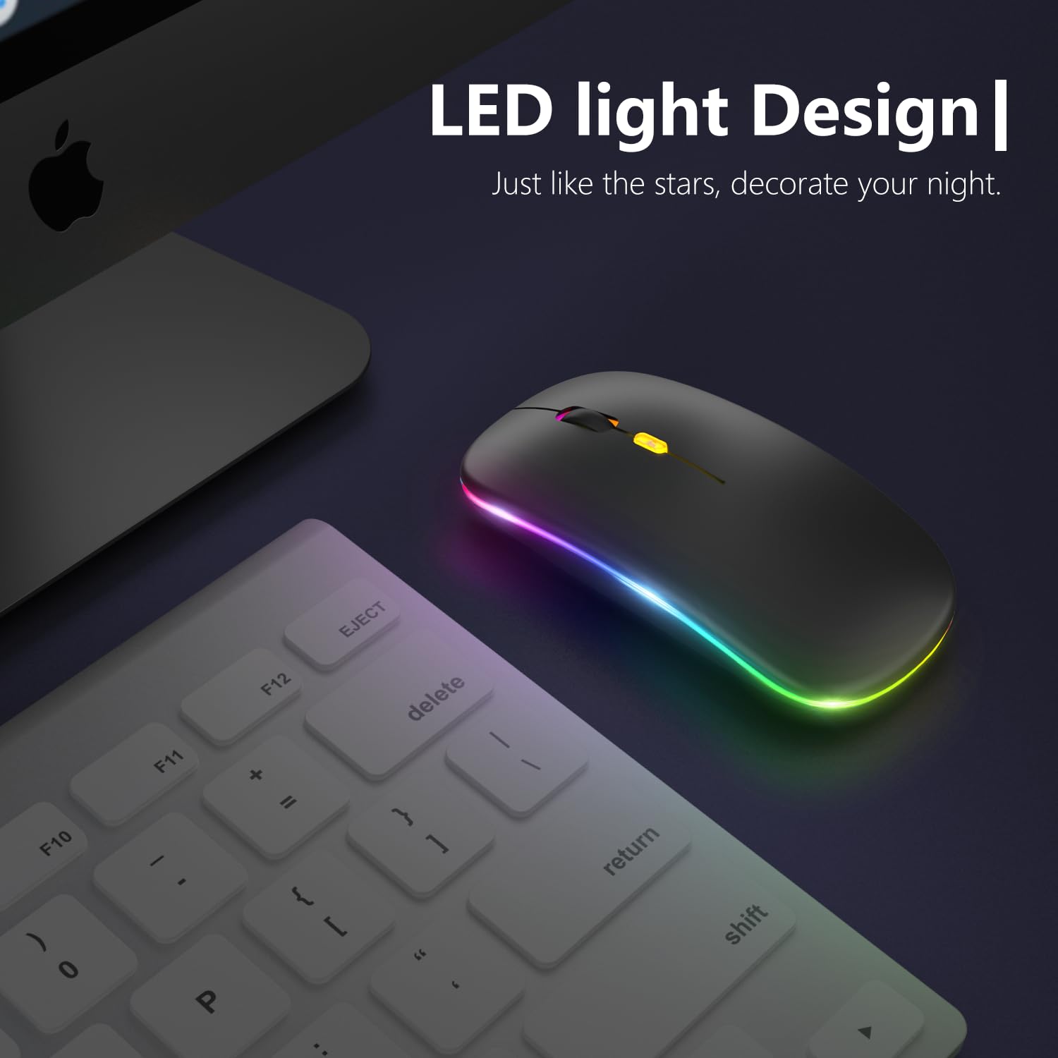 Upgrade Led Wireless Slim Silent Mouse, 2.4G Portable Optical Office Mouse With Usb & Type-C Receiver, 3 Adjustable Dpi Levels F
