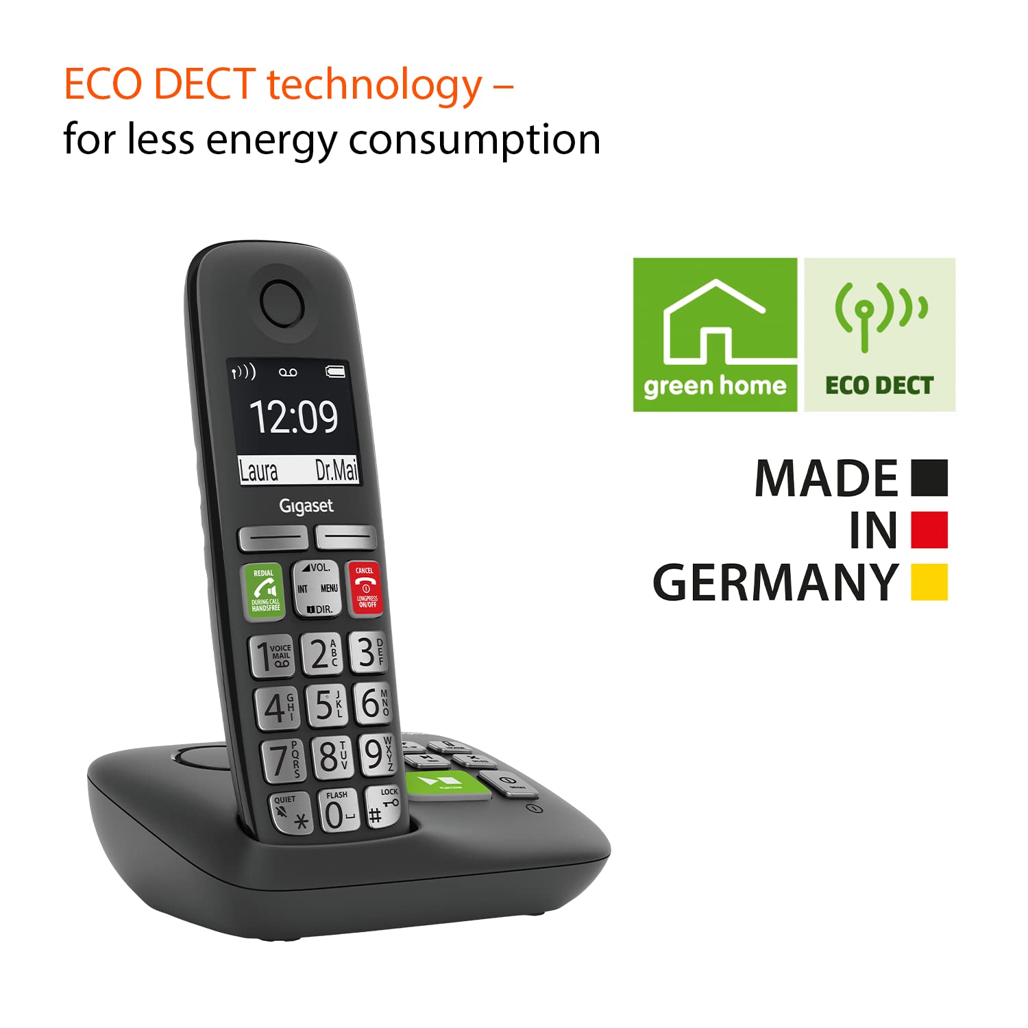 Gigaset E295A - Cordless Big Button Phone - Made In Germany - Big 2    Display - Extra Large Keys And Easy Usability - Call-Bloc