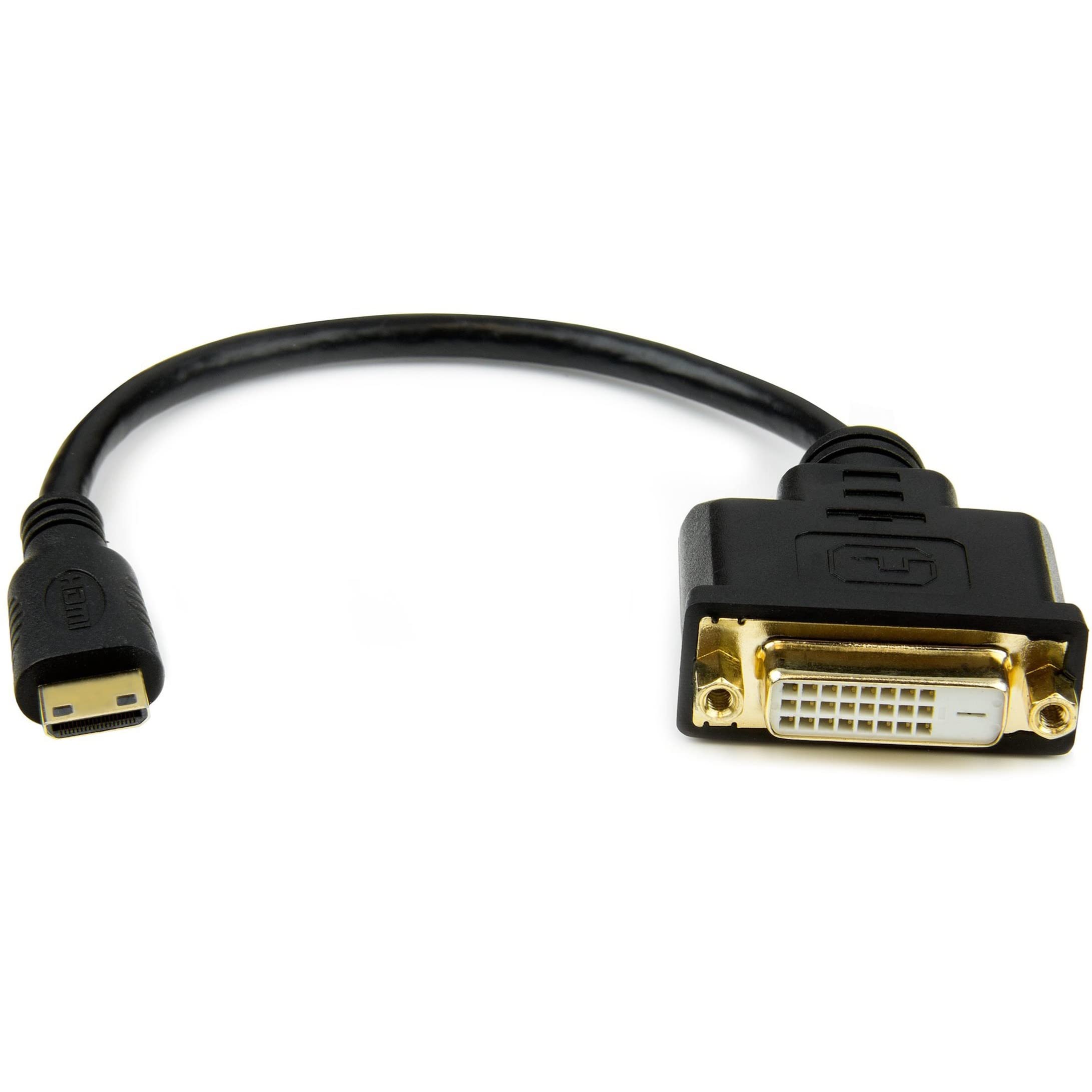 StarTech.com 8in Mini HDMI to DVI-D Adapter M/F - 8 inch Mini HDMI to DVI Cable - Connect a Mini HDMI tablet or laptop to a DVI-