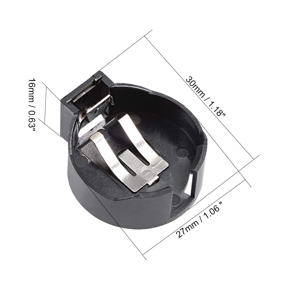 Uxcell 2 Pcs Cr2477 Horizontal Coin Button Battery Holder Black Container Case