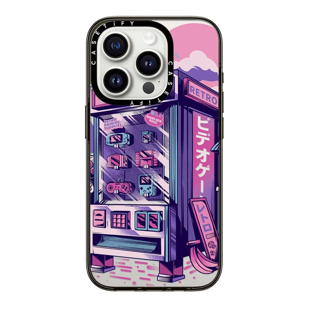 Casetify Compact Iphone 15 Pro Case [2X Military Grade Drop Tested / 4Ft Drop Protection]   Retro Vending Machine   Clear Black