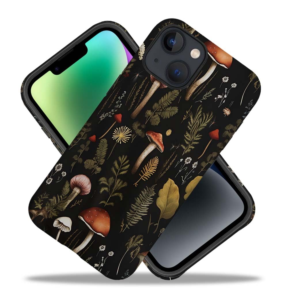 Seized Case Compatible With For Iphone 14 Plus,Vintage Mushroom Snail Daisy Leaf Phone Case For Girl Women Boy Men,Durable Prote