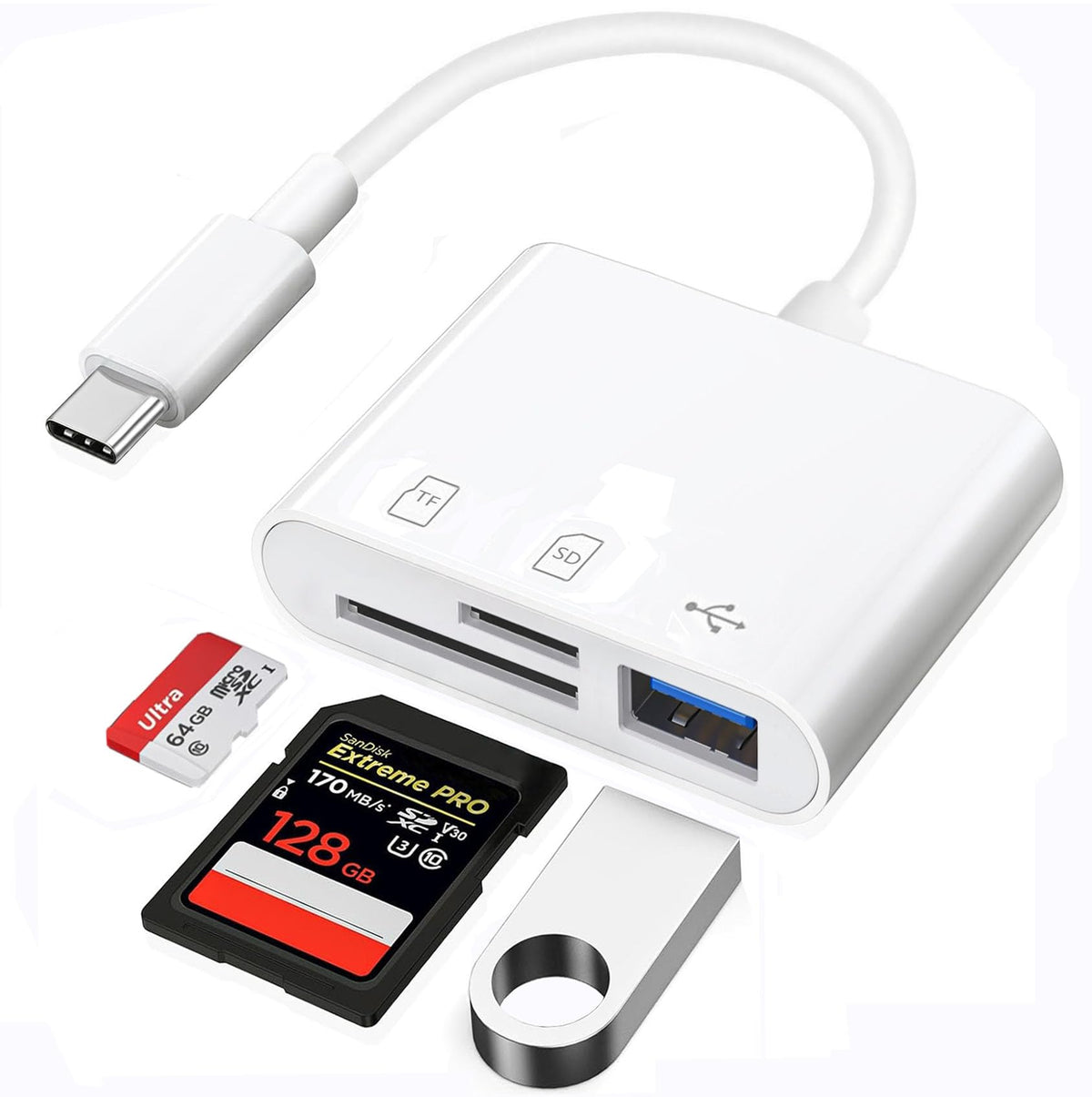 Usb C To Sd Card Reader Compatible With Iphone15, 3 In 1 Dual Card Slot Micro Sd/Tf Sd Memory Camera Viewer Card Reader, Compati
