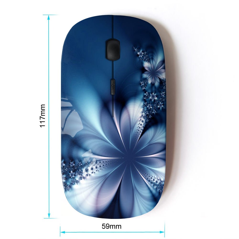Koolmouse [ Optical 2.4G Wireless Mouse [ Floral Petal Ice Flowers Blurry Blue ]