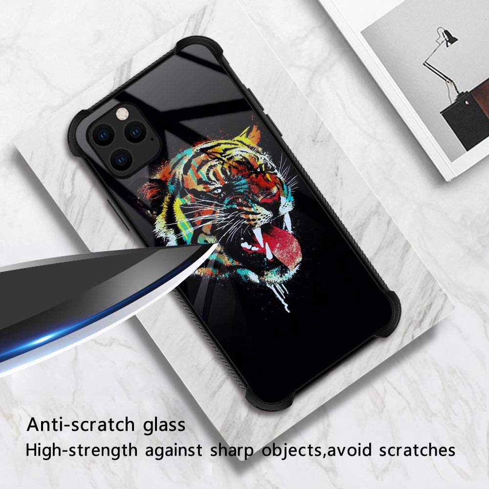 Zhegailian Case Compatible With Iphone 12,Colorful Tiger Case For Iphone 12 Pro For Boys Men,Pattern Design Anti Scratch Organic