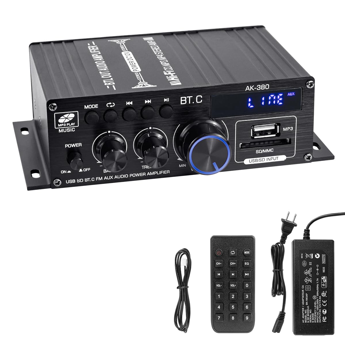 Hosyond Bluetooth 5.0 Audio Amplifier 400W+400W 2.0 CH AMP HiFi Stereo Treble Bass Audio Receiver for Passive Speakers Theater S