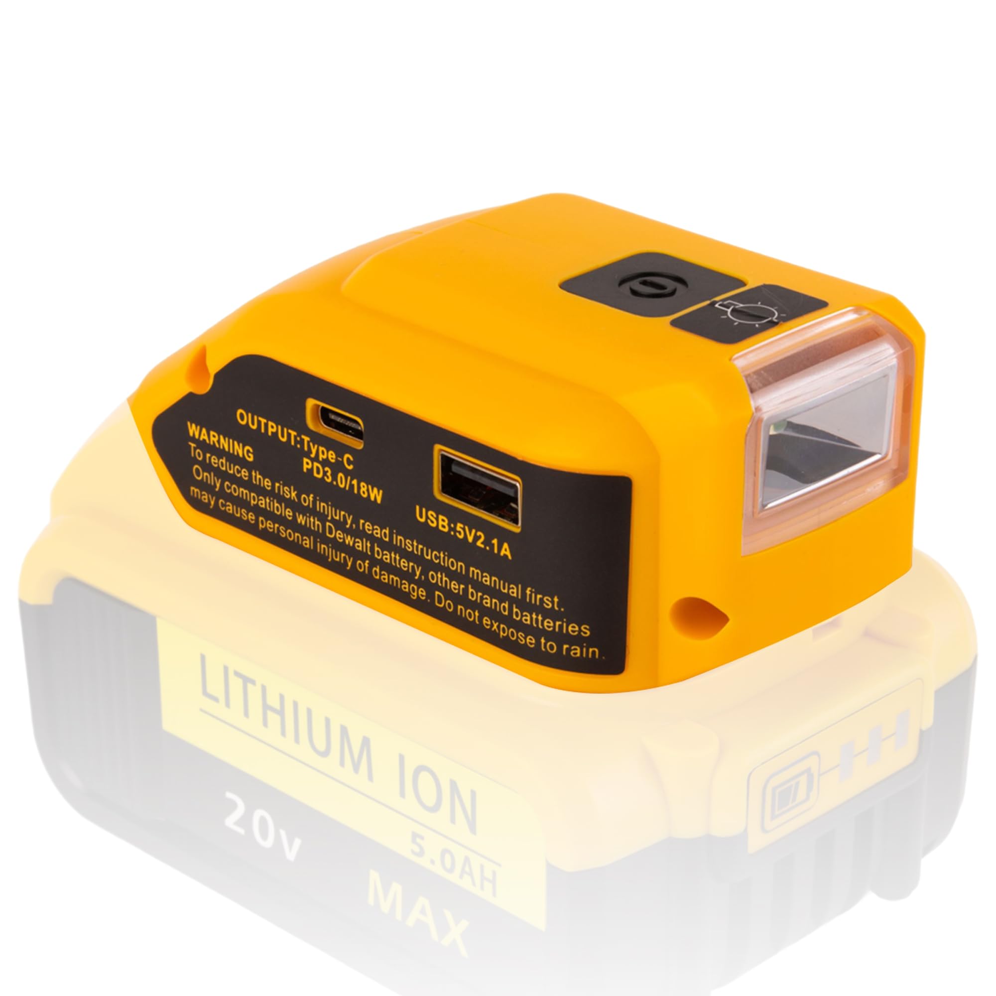 Battery Usb Charger Adapter For Dewalt 20V Max Battery Generator Power Converter With Usb Charger Type C And Led Lights For Work