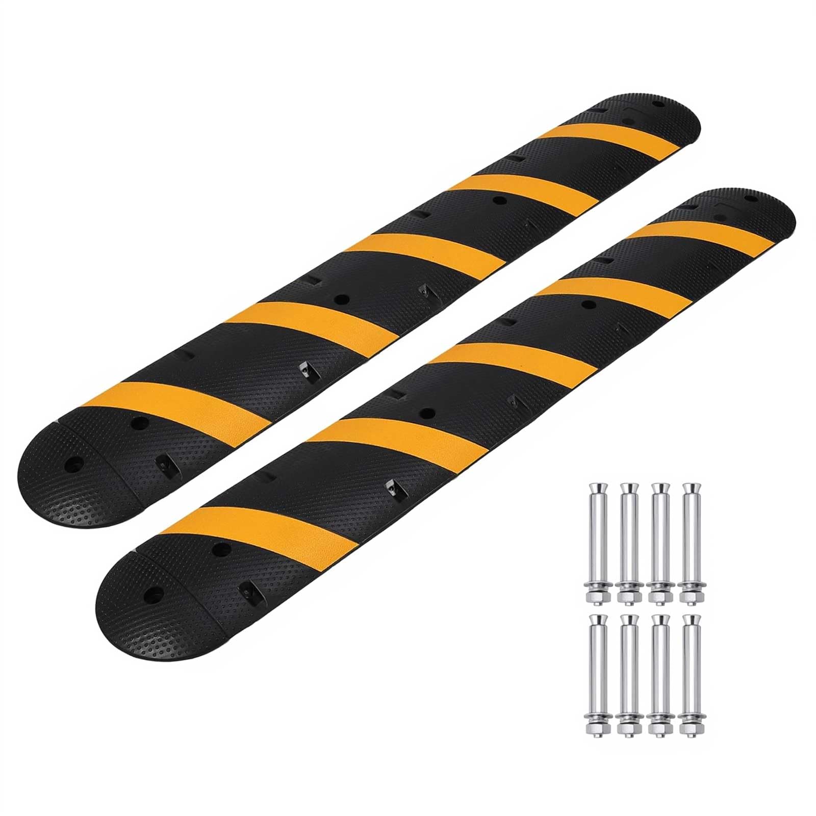 MERXENG 2 Pack 6FT Speed Bumps for Road, Heavy Duty 25,000 Lbs Capacity Traffic Rubber Speed Humps with 2 Channel Floor Cord Cov