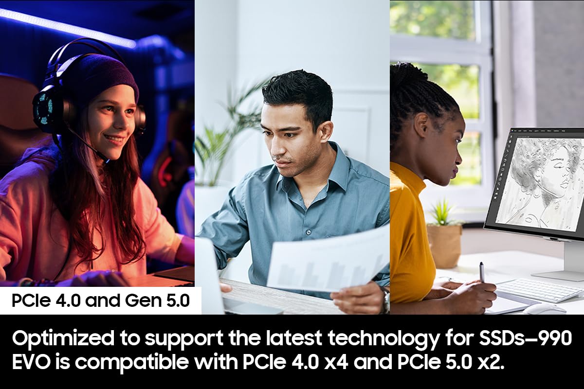 Samsung 990 Evo Ssd 1Tb, Pcie Gen 4X4, Gen 5X2 M.2 2280 Nvme Internal Solid State Drive, Speeds Up To 5,000Mb/S, Upgrade Storage