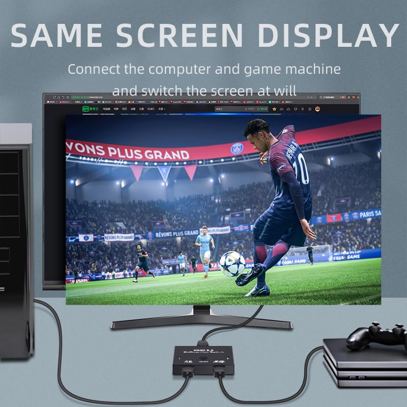 E Shidai 4K Hdmi Switcher, 4K@60Hz Splitter, Bi Directional 2 In 1 Out/1 In 2 Out, Supports 4K 3D Hdr, Compatible With Laptops,