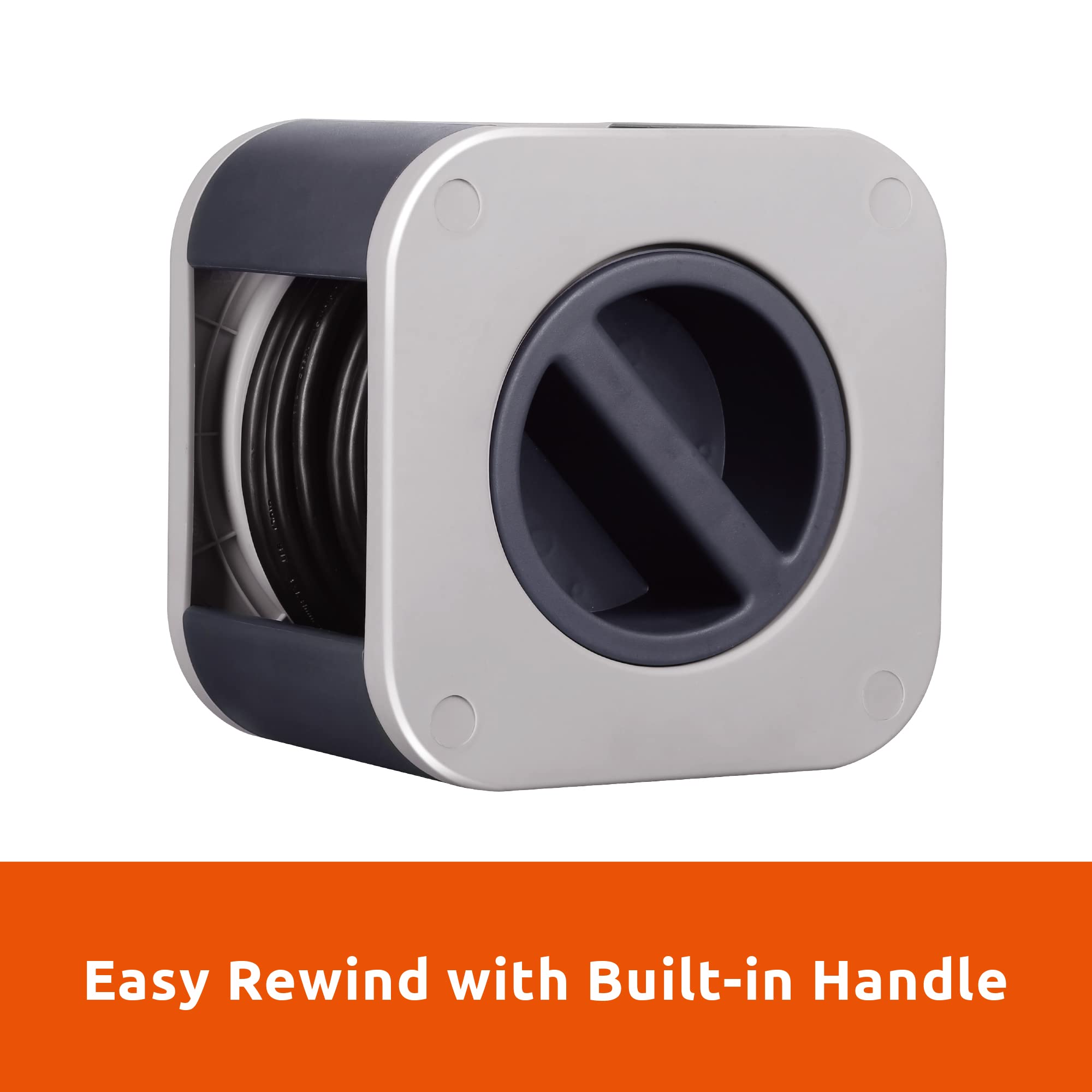 Link2Home 25 Ft. 16/3 Extension Cord Storage Reel With 3 Grounded Outlets 2 Usb 3.4 Amp And Overload Reset Button Em-El-275G