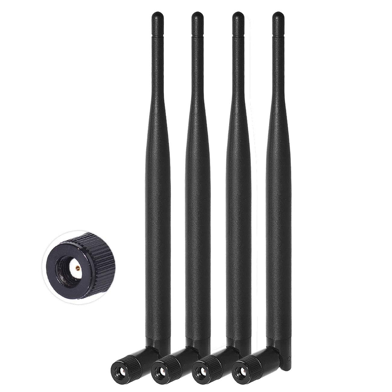 Bingfu Dual Band WiFi 2.4GHz 5GHz 5.8GHz 6dBi MIMO RP-SMA Male Antenna (4-Pack) for WiFi Router Wireless Network Card USB Adapte