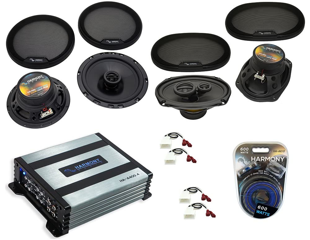 Harmony Audio R69 Compatible with Toyota Corolla 2003-2008 6x9 450W Speakers, R65 6.5 300W Speakers and HA-A400.4 Amp
