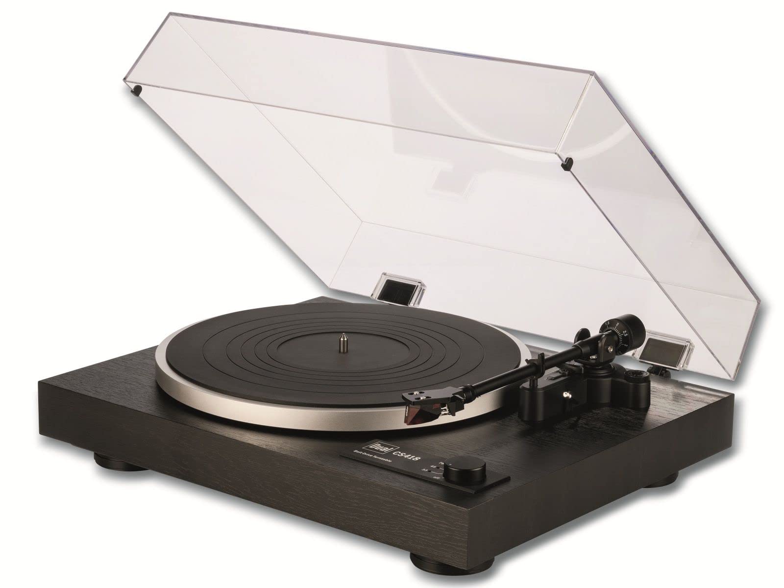 Dual Electronics Dual Cs 418 Belt Drive Manual Turntable Black Vinyl Veneer