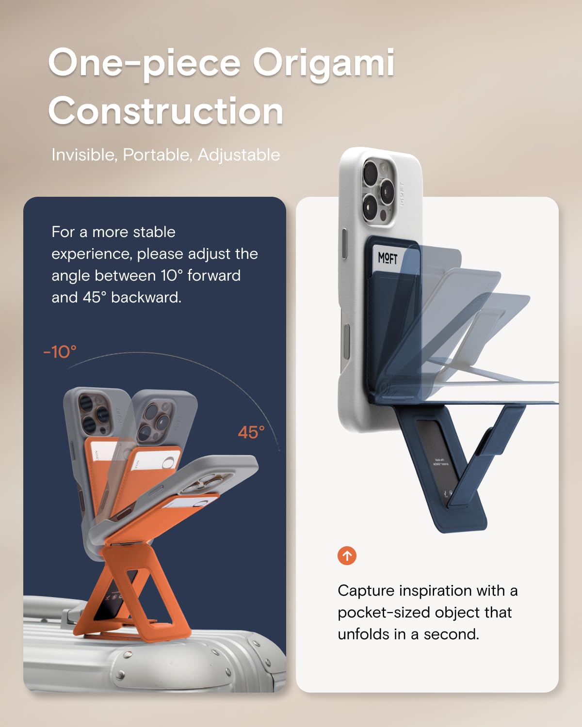 Moft Phone Tripod Wallet For Iphone, Mulit-Angles, Lightweight & Portable Phone Stand, Movas Vegan Leather Magnetic Wallet, Stro