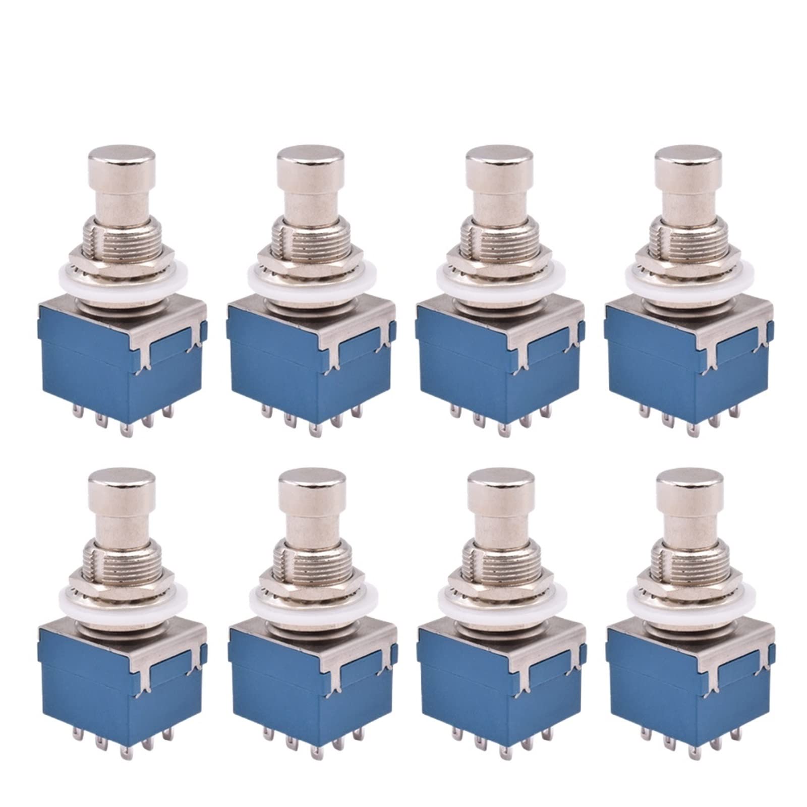 Smokt 8Pcs 9 Pin Guitar Effect Pedal 3Pdt Push Button Foot Switch Soldering Terminal Hitch Foot Control Switch