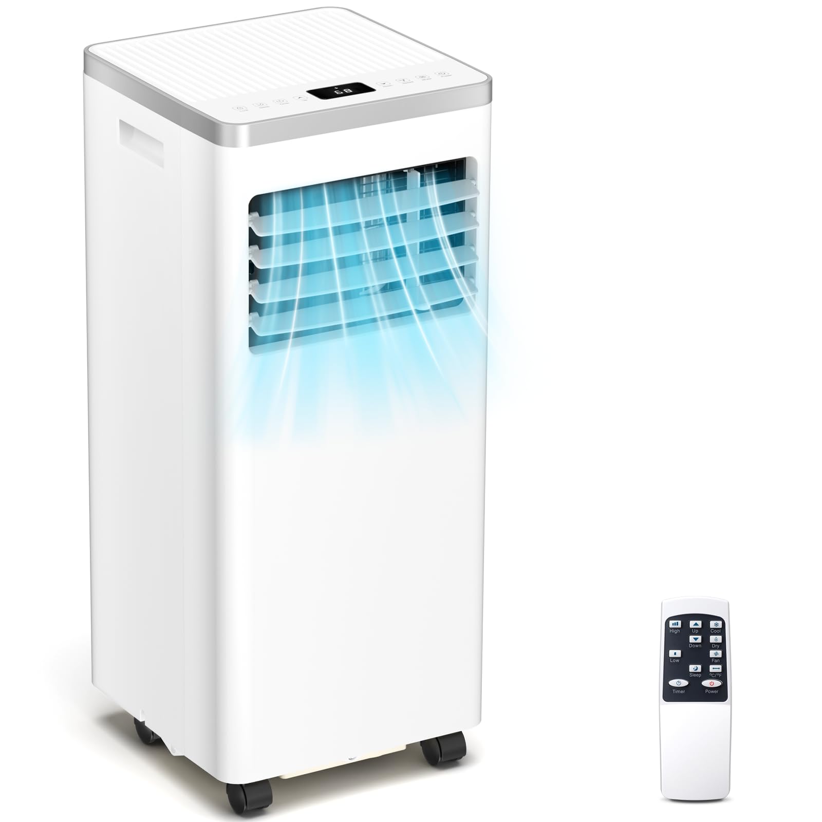 ZAFRO Portable Air Conditioner 8000 BTU (ASHRAE) Cools up to 350 Sq. Ft., Remote Control, LED Display, 4-in-1 Modes Portable AC 