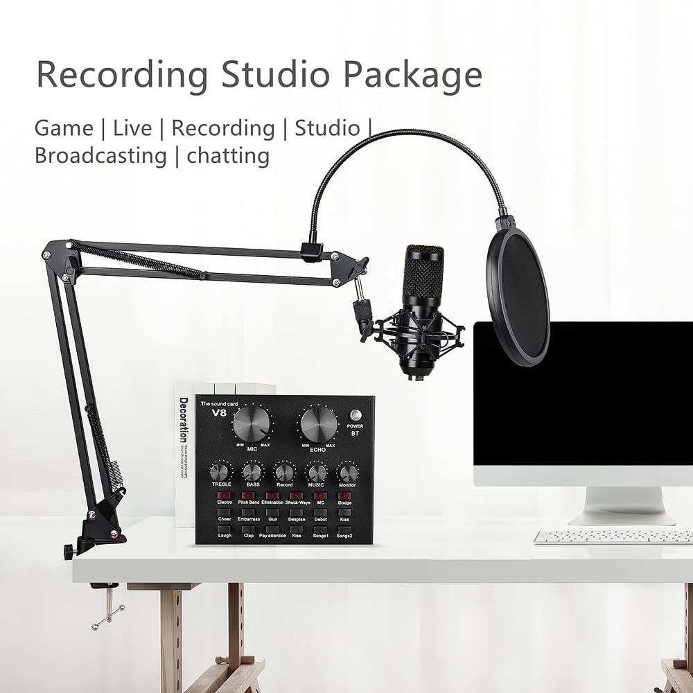 Podcast Equipment Bundle, Bm 800 Condenser With Voice Changer, Recording Studio Package   Podcast Microphone Bundle For Laptop,