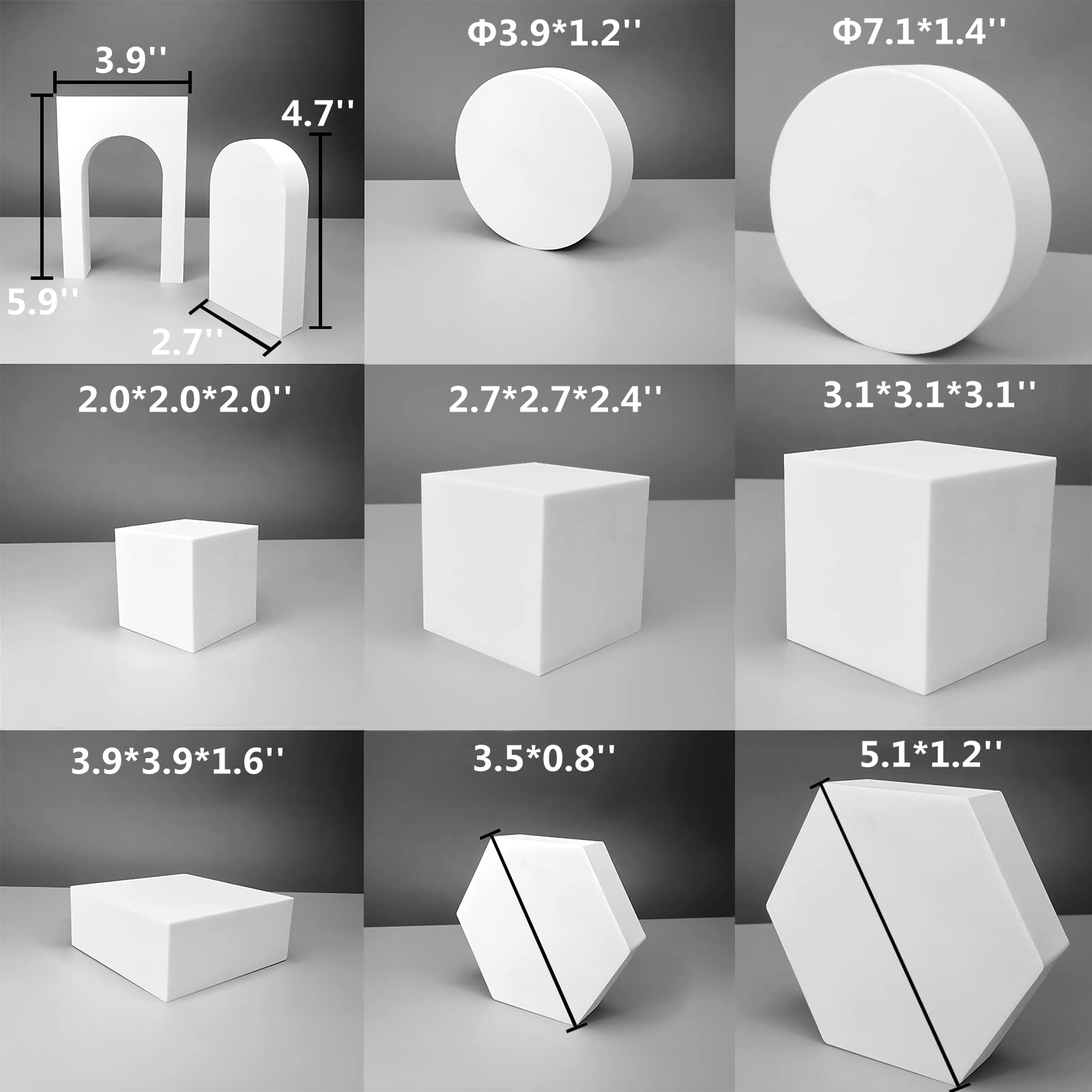 10Pcs Product Photography Props Waterproof Hard Foam Props For Photoshoot(White)