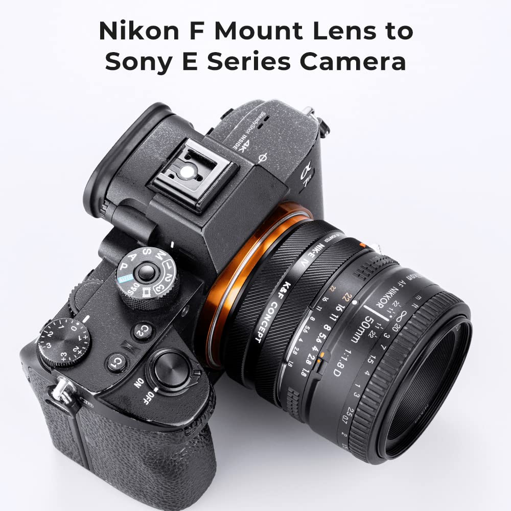 K&F Concept Lens Mount Adapter Nik Nex Iv Manual Focus Compatible With Nikon F Lens And Sony E Mount Camera Body