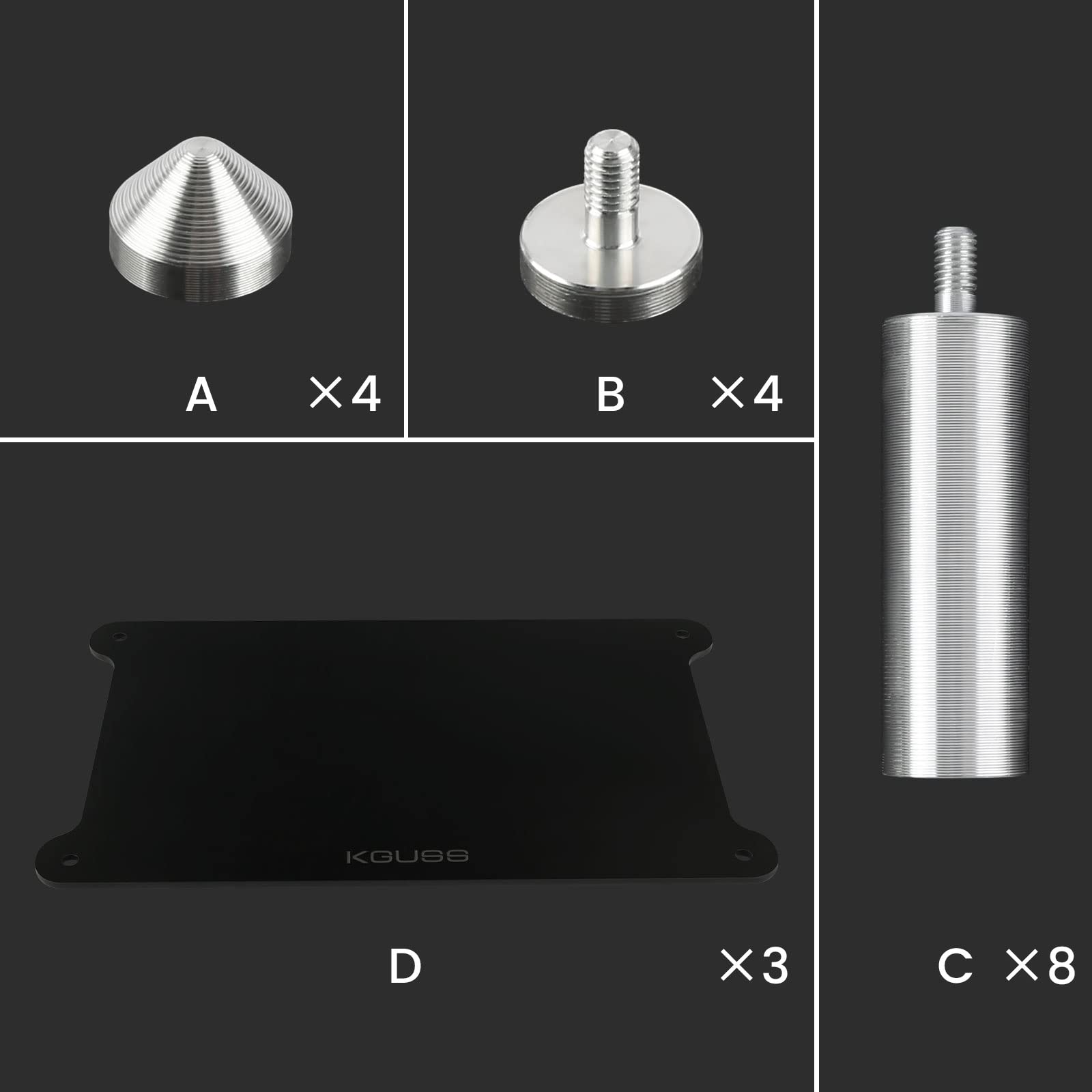 Kguss Mini Audio Component Rack Black Acrylic 2 Layer Rack Aluminium Holders Small Desktop Rack For Hifi Audio Equipment Dac Amplifier Amp (Black)