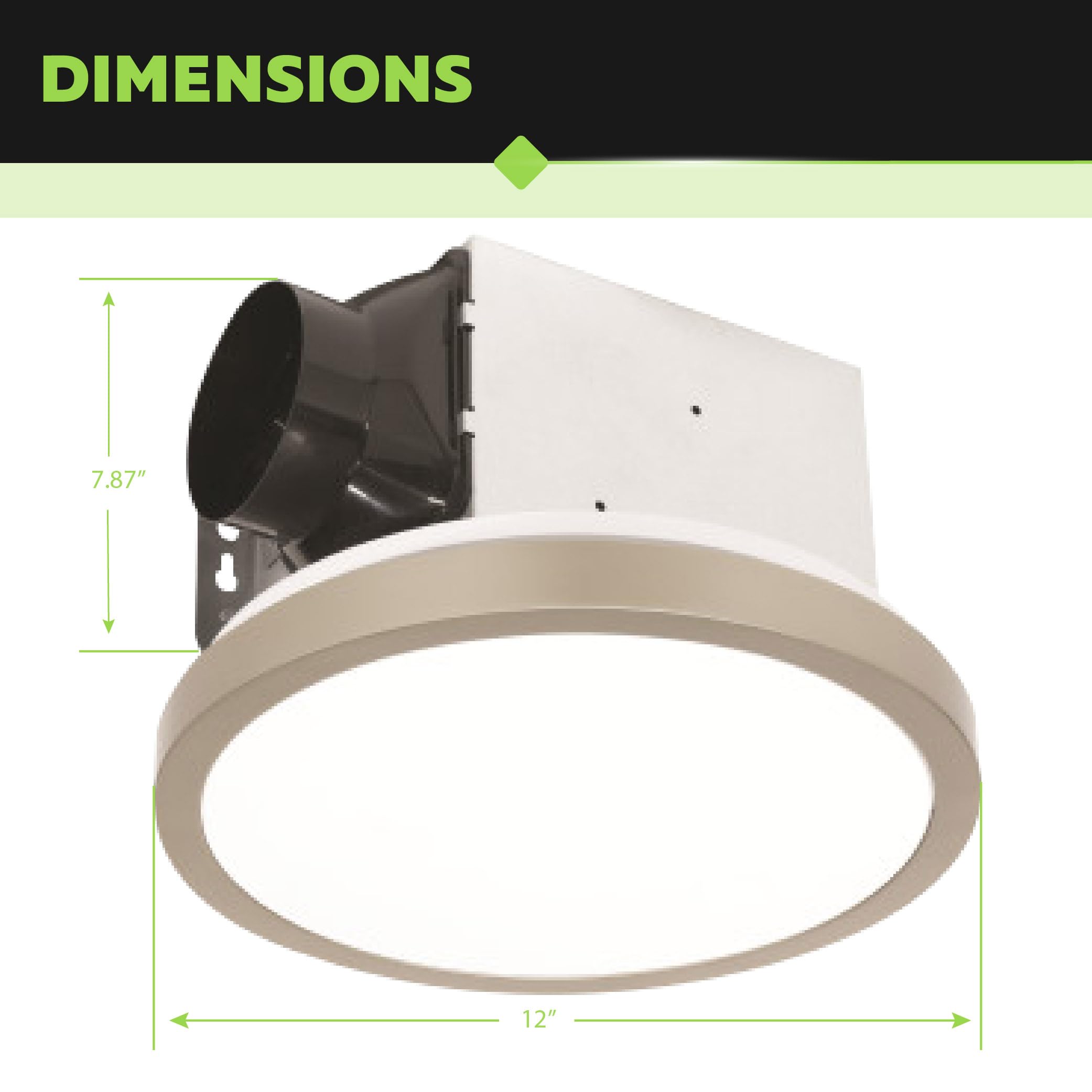 Homewerks 7105 09 Bn Bathroom Fan With Light 90 Cfm 1.5 Sones Round Ventilation Fan With Dimmable Led Light And Magnetic Trim Ri