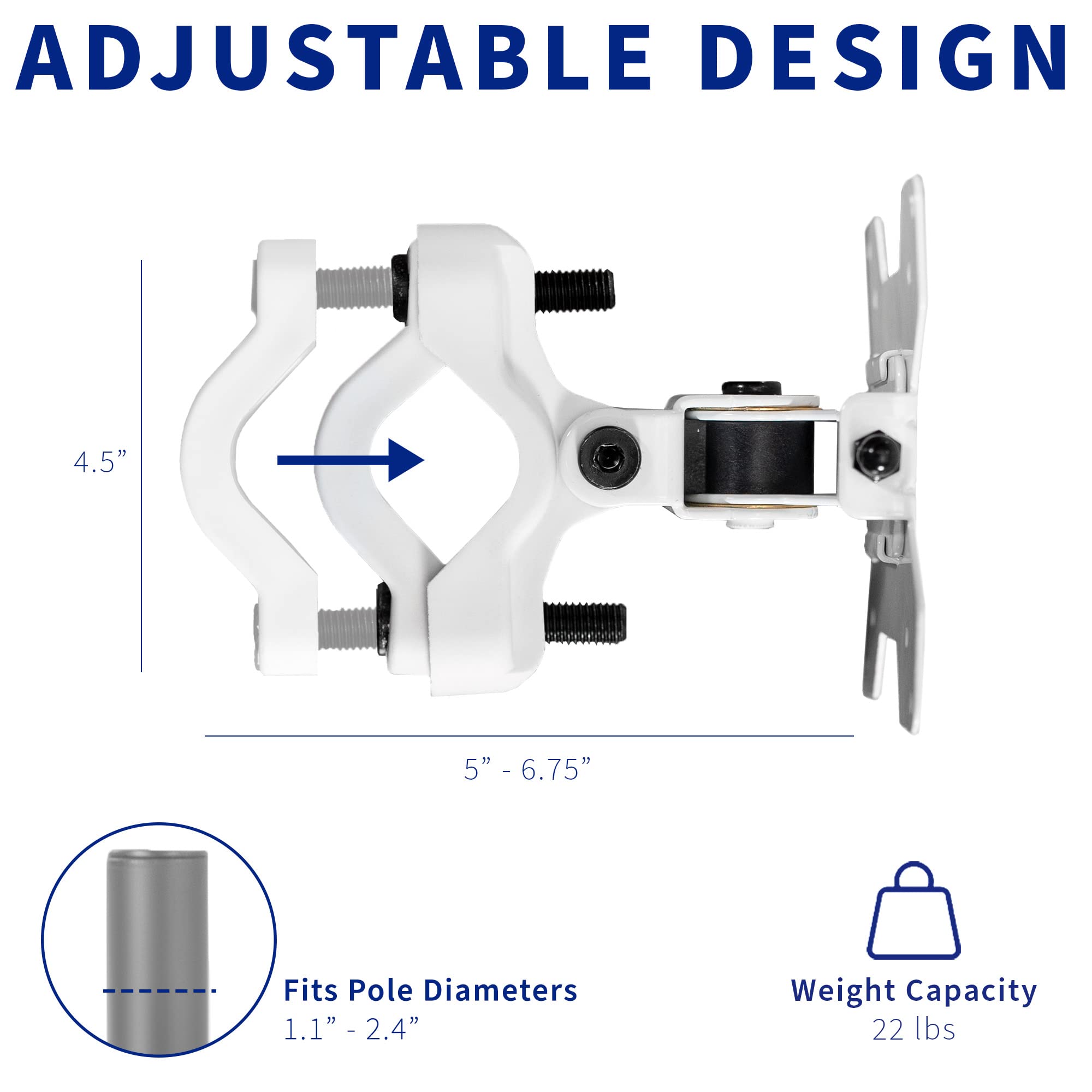 VIVO Steel Universal Bracket Pole Mount with Removable 75mm and 100mm VESA Plate, Fits up to 30 inch Screens, White, MOUNT POLE01W